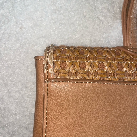 Anthropologie | Woven Raffia Tan Handbag with with Chain - Picture 2 of 7